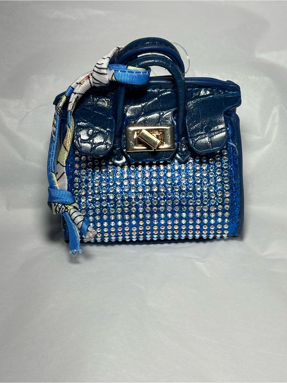 Mini Rhinestone Purse Keychain Bag Charm – Blue Sparkle Handbag Accessory